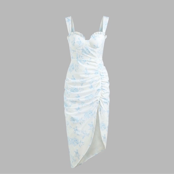 Cider Dresses & Skirts - Cider White and Blue Asymmetrical Dress